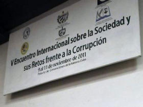 Cartel de un encuentro internacional sobre corrupción celebrado en La Habana en 2011. Cartel de un encuentro internacional sobre corrupción celebrado en La Habana en 2011
