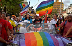 Mariela Castro encabeza un desfile por el orgullo gay, el 12 de mayo de 2018 en La Habana