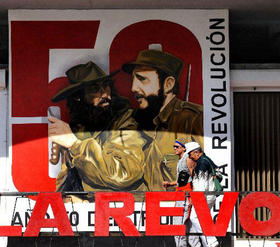 Cartel alegórico al triunfo de la revolución cubana, en esta foto de archivo
