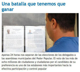 Titular del diario oficialista “Juventud Rebelde”, que invita a los ciudadanos cubanos a votar en la jornada de mañana