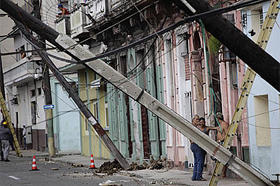 Aspecto de una calle de La Habana tras el paso de Paula