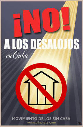 Cartel de la campaña de Hablemos Press contra los desalojos en Cuba
