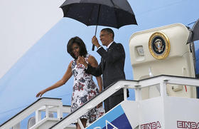Barack y Michelle Obama a su llegada a Cuba, el 20 de marzo de 2016