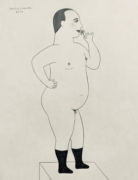 Desnudo a medias 2 (Grafito sobre papel, 8.5" x 11", 2014), de Sergio Chávez