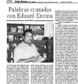 Detalle de la entrevista publicada en 'Juventud Rebelde' con el poeta contramaestrense Eduardo Encina. Detalle de la entrevista publicada en 'Juventud Rebelde' con el poeta contramaestrense Eduardo Encina.