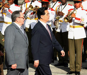 Raúl Castro y Hu Jintao