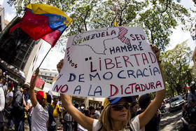 Protesta contra el gobierno del presidente venezolano Nicolás Maduro