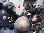 Un escrache en España en esta foto de archivo