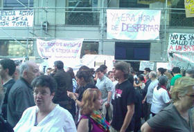 Protestas en Madrid junto a Puerta del Sol, el 20 de mayo de 2011