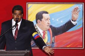 El presidente venezolano Nicolás Maduro en el acto en celebración del cumpleaños 60 del fallecido mandatario Hugo Chávez