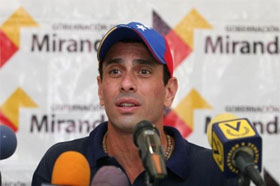 El líder opositor venezolano Henrique Capriles Rodonski