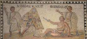 Mosaico muestra a luchadores romanos