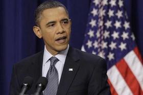 El presidente Barack Obama durante la conferencia de prensa del martes 15 de febrero de 2011