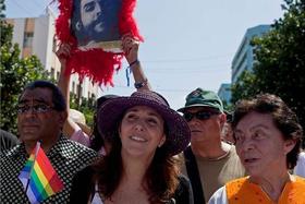 Mariela Castro durante una marcha en favor del movimiento homosexual en Cuba