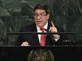 El canciller de Cuba Bruno Rodríguez se dirige a la Asamblea General de las Naciones Unidas, en la sede de la ONU, el viernes 22 de septiembre de 2017