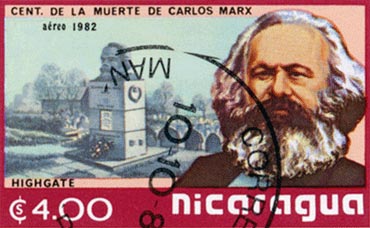 Sello nicarag&uuml;ense por el centenario de la muerte de Carlos Marx