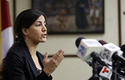 Rosa María Payá habla en la sede de la Universidad de Miami, en esta foto de archivo