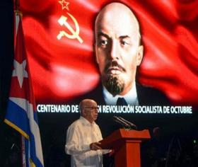 Ramón Machado Ventura en el acto por el centenario de la Revolución de Octubre