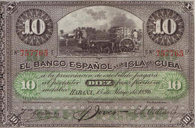 Billete de 10 pesos del Banco Español de la isla de Cuba, 1896