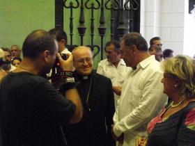 El cardenal Jaime Ortega Alamino, el 23 de septiembre de 2011 en el Museo Nacional de Bellas Artes en la inauguración de la exposición “Caravaggio en Cuba”