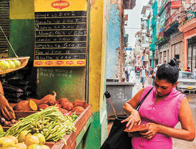 Una cubana compra alimentos en La Habana, en esta foto de archivo