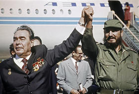 Leonid Brézhnev y Fidel Castro