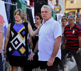 Liz Cuesta y Miguel Díaz-Canel