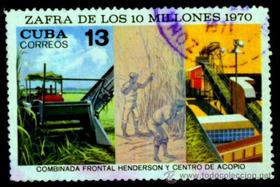 Sello postal cubano alusivo a la «Zafra de los 10 Millones»
