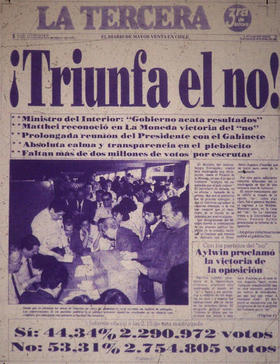 La noticia del triunfo del no en el plebiscito chileno de 1988