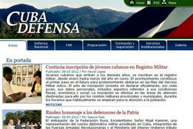 Imagen del sitio en Internet de las fuerzas armadas cubanas