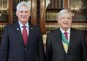 Los presidentes de Cuba y México, Miguel Díaz-Canel y Andrés Manuel López Obrador, respectivamente