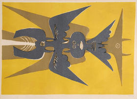 Emblema (1952) de Wifredo Lam. Litografía en Lowe Art Museum (UM)