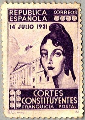 Sello de correos español conmemorativo de la apertura de las Cortes Constituyentes, el 14 de julio de 1931