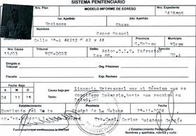 Documento de licencia extrapenal de Oscar Espinosa Chepe