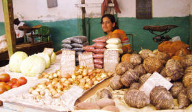 Vendedores en un mercado agropecuario del sector cooperativo en Guantánamo, Cuba