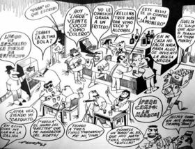 Caricatura en la revista Mella, publicada durante la Ofensiva Revolucionaria