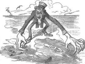 Caricatura sobre Estados Unidos, Cuba y la Guerra Hispano-Estadounidense de 1898