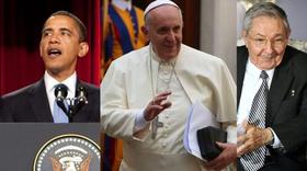 Montaje fotográfico con imágenes de Barack Obama, el Papa Francisco y Raúl Castro