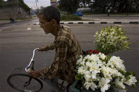 Vendedor de flores en la Habana Vieja, el 22 de octubre de 2008. (AP)