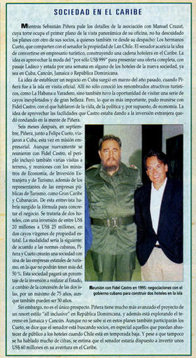Reporte sobre una de las visitas de Sebastián Piñera a Cuba en 1995. (LA NACIÓN / QUÉ PASA)