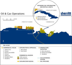 Gráfico de las operaciones petrolíferas de Sherritt en Cuba. (SHERRITT INTERNATIONAL)