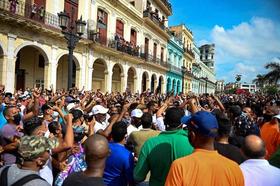 Manifestación contra el gobierno en La Habana, el 11 de julio de 2021