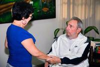 Fidel Castro durante su aparición pública en el Centro Nacional de Investigaciones  Científicas (CNIC) en La Habana