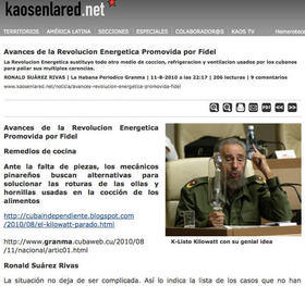 Captura de pantalla del artículo en Kaosenlared
