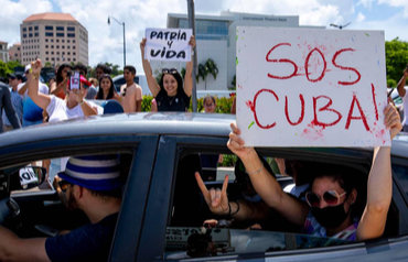 Protesta de cubanos en Chile