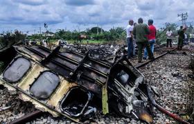 Restos del avión que cayó tras despegar del Aeropuerto Internacional José Martí en La Habana