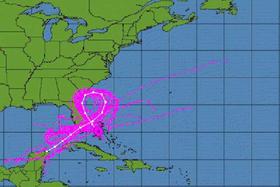 Modelo del posible recorrido futuro del huracán Matthew