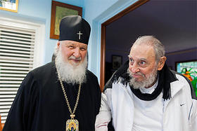 Fidel Castro y el patriarca de la Iglesia Ortodoxa rusa, Kirill