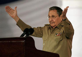 Raúl Castro. Discurso por el aniversario 50 del triunfo de la Revolución. Santiago de Cuba, 1 de enero de 2009. (AP)