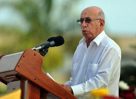 El vicepresidente José Ramón Machado Ventura pronuncia discurso en la central provincia de Ciego de Ávila